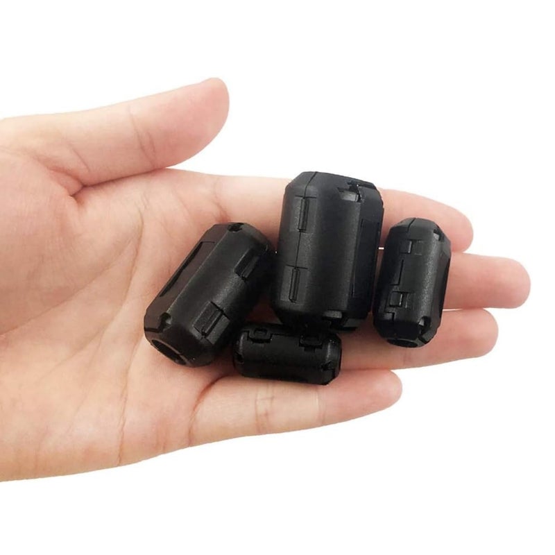 FeFu 20Pcs Clip-on Ferrite Ring Core Ferrite Bead RFI EMI Noise Suppressor Cable Clip for 3mm/ 5mm/ 7mm/ 9mm/ 13mm Diameter Cable, Black - Image 2